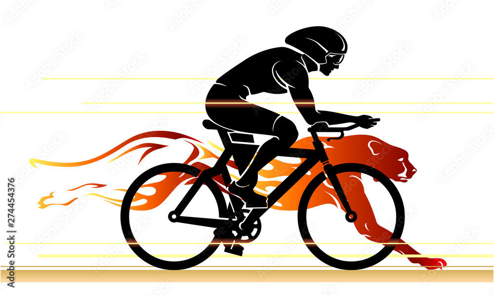 Naklejka premium Cyclist Racing Cheetah
