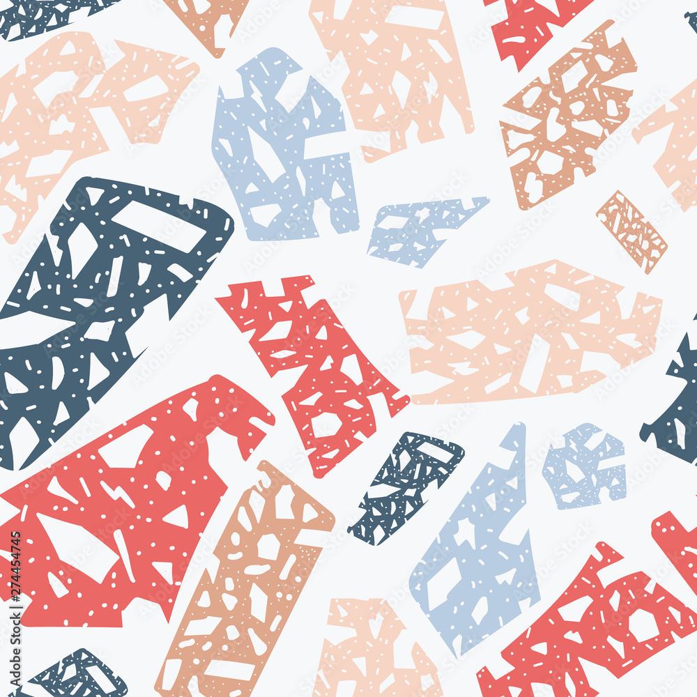 Fototapeta premium Terrazzo floor or marble abstract texture seamless pattern vector illustration .