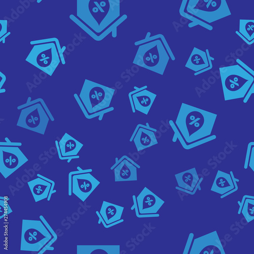 Blue House humidity icon isolated seamless pattern on blue background. Weather and meteorology, thermometer symbol. Vector Illustration