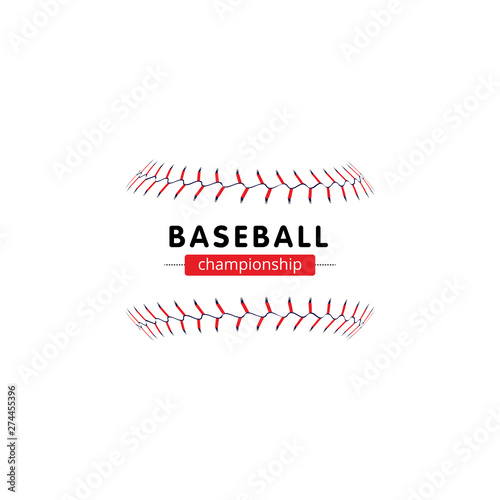 Baseball championship banner - isolated softball seam laces without the ball and text template