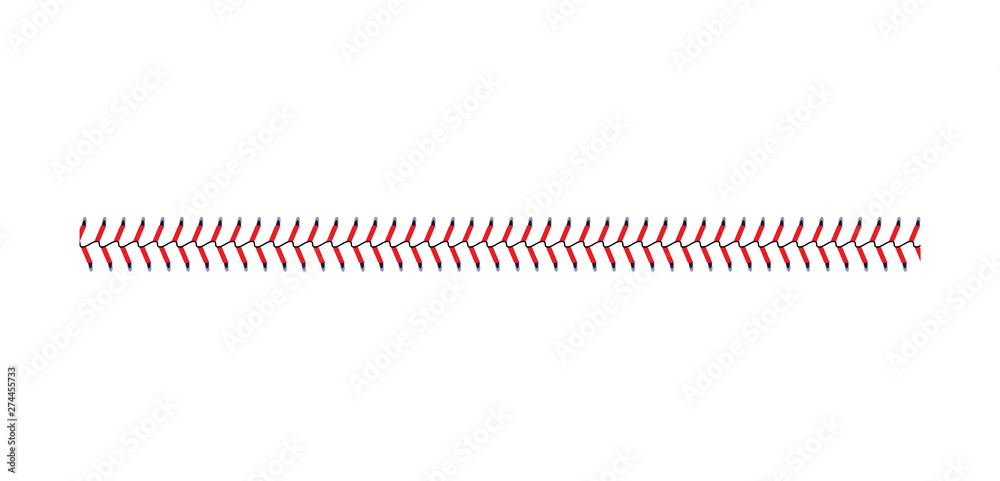 Baseball and softball lace stitch isolated on white background, straight  line of sport ball seam with blue and red stitches Stock Vector | Adobe  Stock