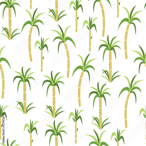 Sugarcane or cane seamless pattern for food s package flat vector illustration.
