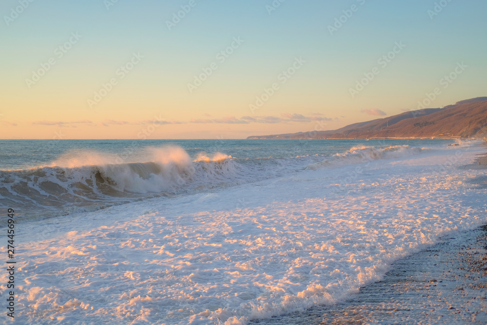 Fototapeta premium Colorful sunset on the sea. Beautiful nature.