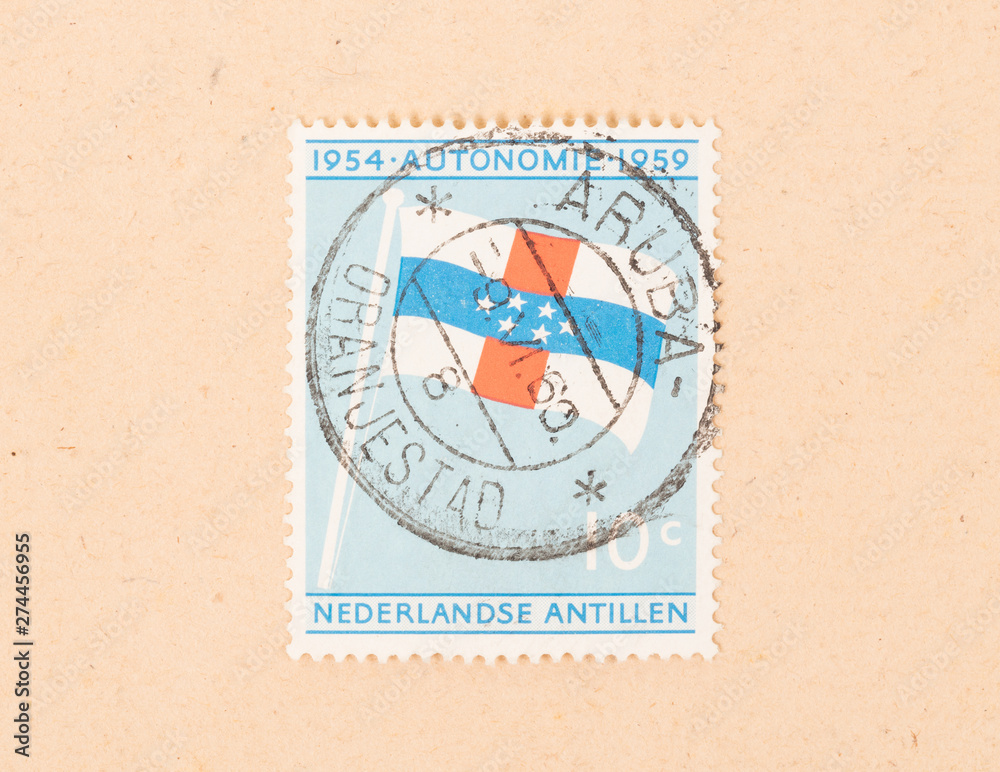DUTCH ANTILLES - CIRCA 1959: A stamp printed in the Dutch Antilles shows a flag, circa 1959