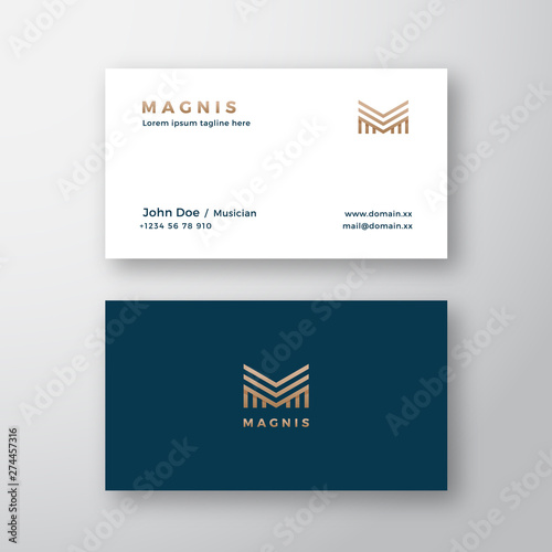 Magnis Abstract Geometry Minimal Vector Sign or Logo and Business Card Template. Premium Stationary Realistic Mock Up. photo