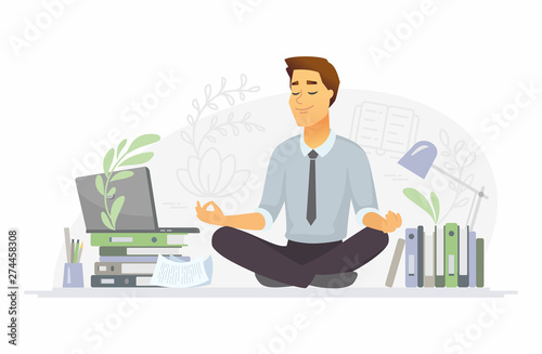 Mindfulness - modern vector cartoon people characters illustration