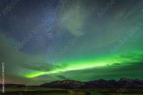 Aurora in Iceland in November show lights northern road