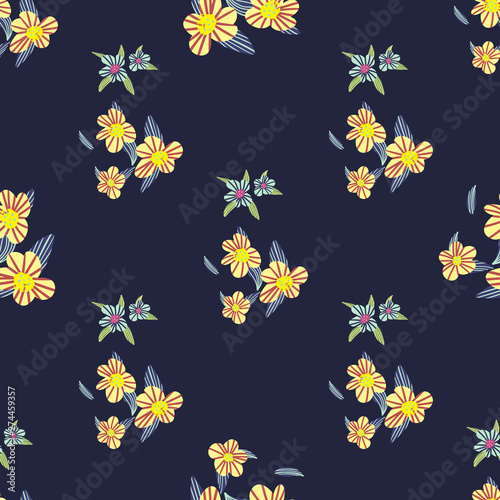 Different fantasy flowers are the seamless pattern in abstract style on a colorful background. Vector floral background. Summer background. Design illustration vector. Vector spring template. © WI-tuss