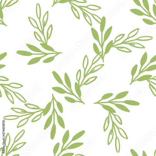 Wallpaper Mural Vector Seamless pattern leaves green white color, Torontodigital.ca