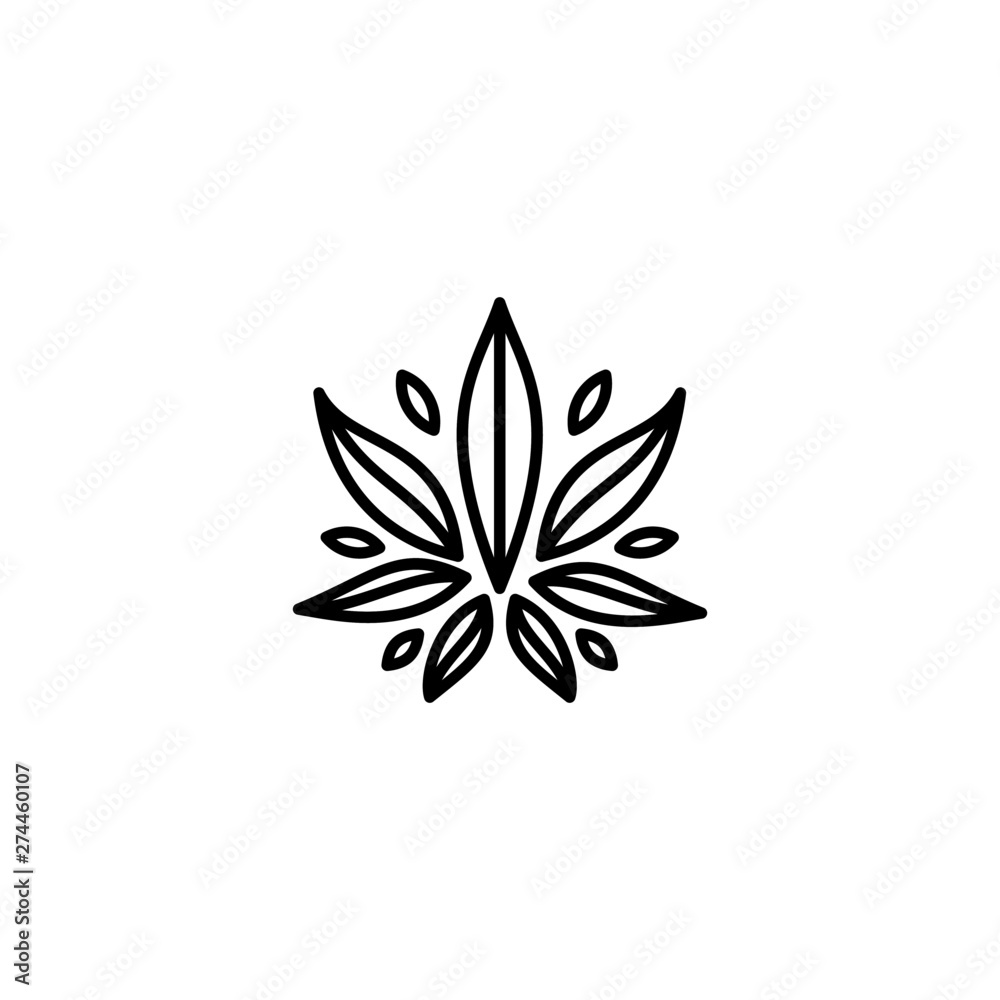 Cannabis Leaf Modern Line Art Logo design inspiration - Vector