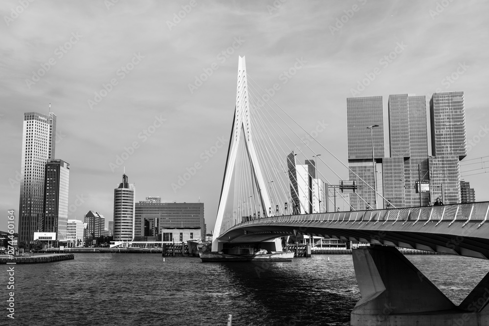 Walking on the Erasmus Bridge Rotterdam