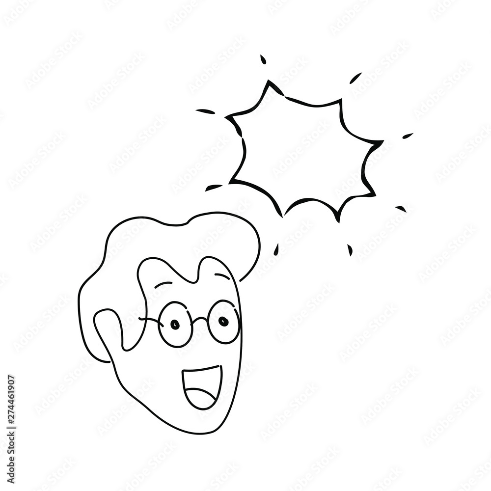 Doodle. Hand draw black and white line vector illustration. Cartoon people faces whith talk buubles.