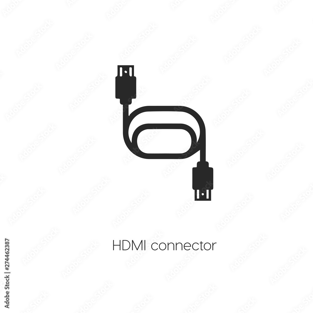hdmi icon. hdmi connector icon vector. Linear style sign for mobile concept  and web design. hdmi symbol illustration. vector graphics - Vector vector  de Stock | Adobe Stock