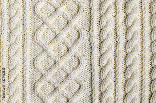 Abstract textured background of close up detail of knitting in a handmade sweater