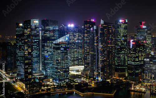  View at Singapore City Skyline, night landscape