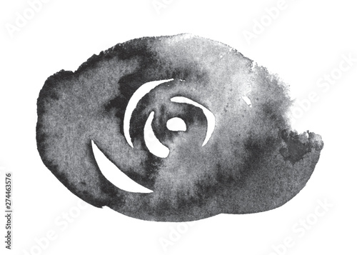 Chinese ink mark. Black brush strokes. Freehand drawing. Rendering of ink . Splashing ink. Vector illustration. Isolated on white background.