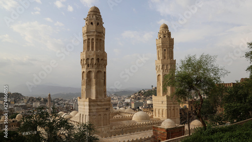 View to Taiz old city and Mosque Ashrafiyah  in taiz city-Yemen