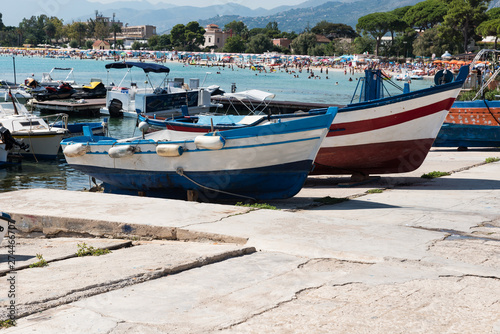 Boats in the port of Mondello Sicily