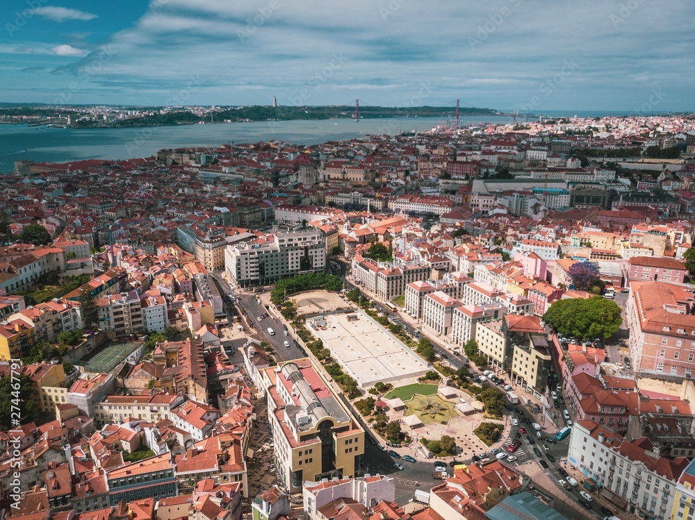 aerial view of the city lisboa 