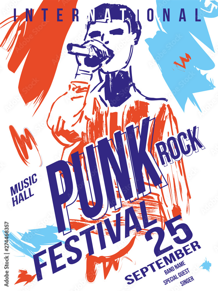 Punk rock festival poster template