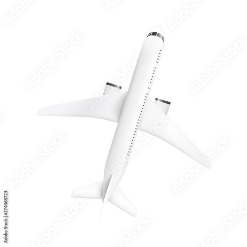 Aircraft or passenger white plane realistic vector illustration mockup isolated.