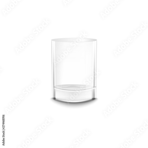 Crystal empty water or alcohol glass realistic vector mockup illustration isolated.
