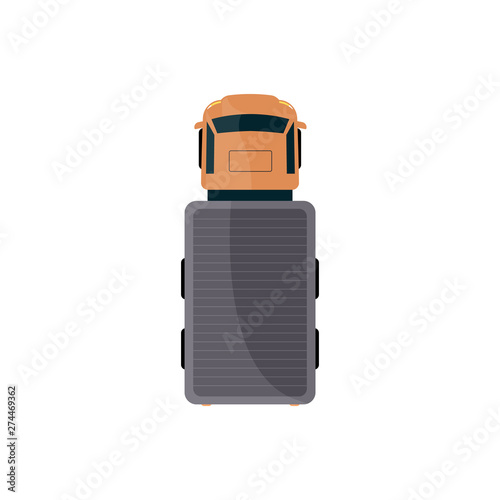 Cargo lorry or truck the vehicle top view flat vector illustration isolated.