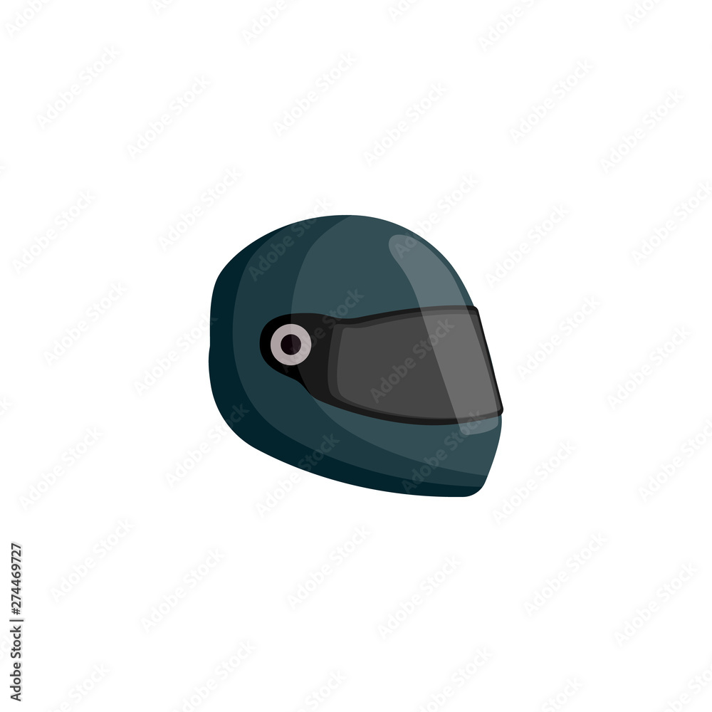 Fototapeta premium Dark green racer helmet isolated on white background.