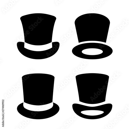 Top hat vector icon set