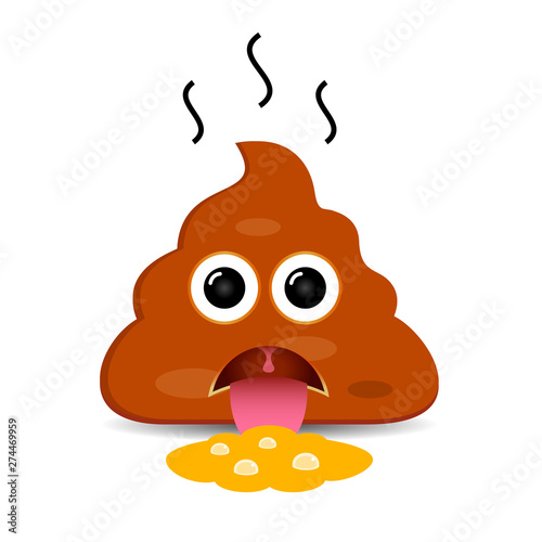 Puke poop vector emoticone, disgust expression