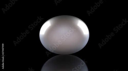 3D illustration of amorphous, stretched W. The substance is deformed and dented. An example of plasticity and flexibility. 3D rendering of an abstract object on a black reflective background.