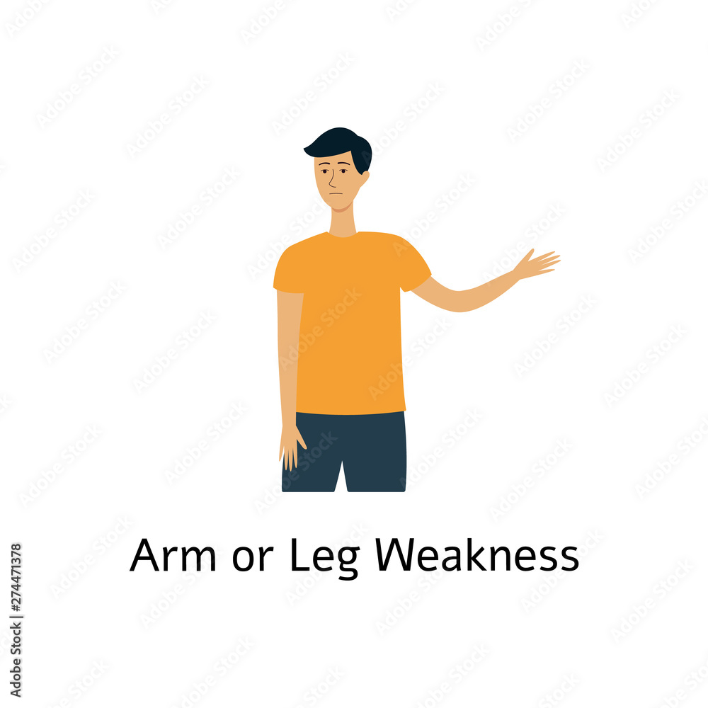 Arms and legs weakness as a stroke symptom flat vector illustration