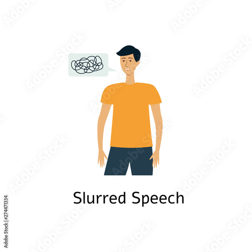 Stroke medical symptom the slurred speech icon flat vector illustration isolated.