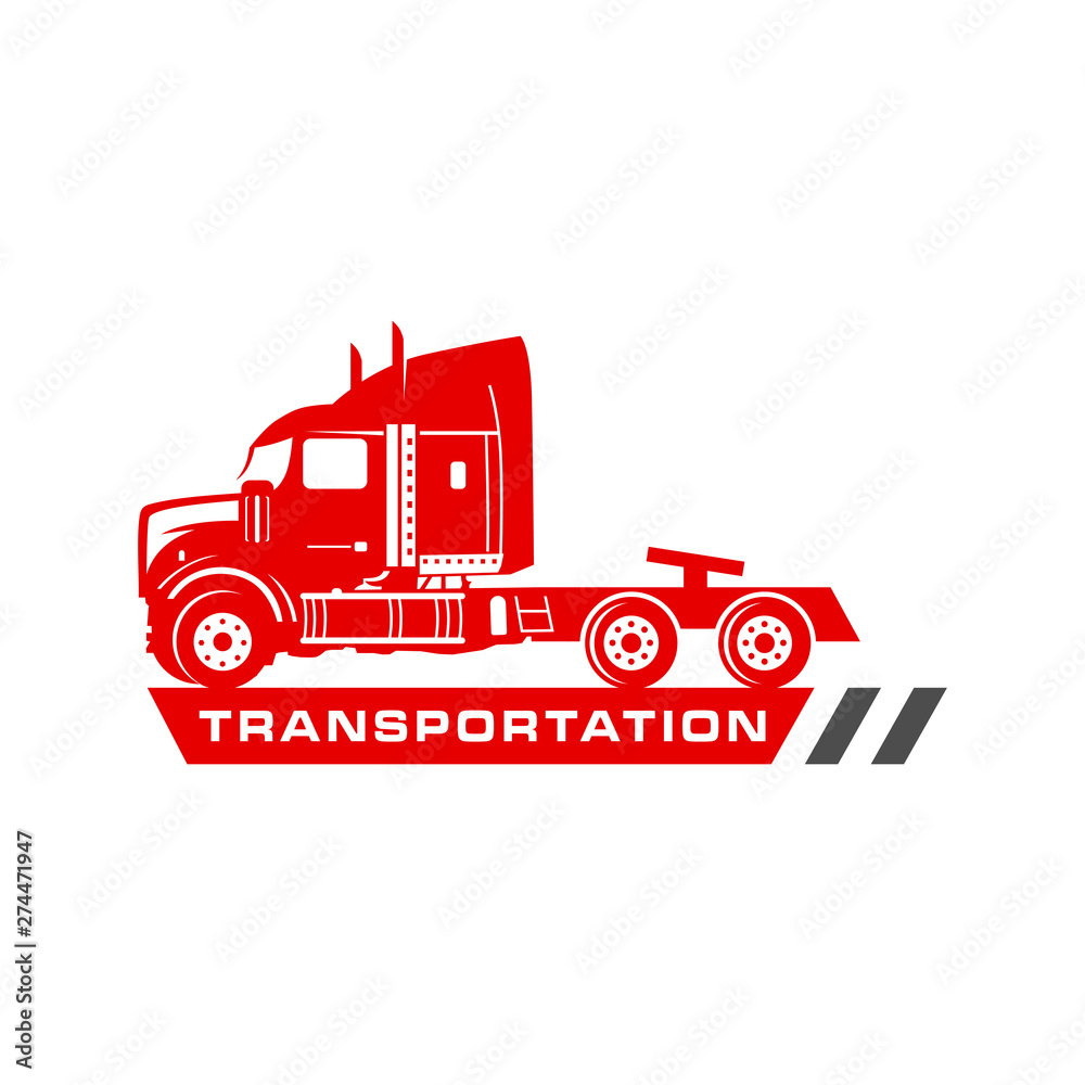 Red container truck logo design