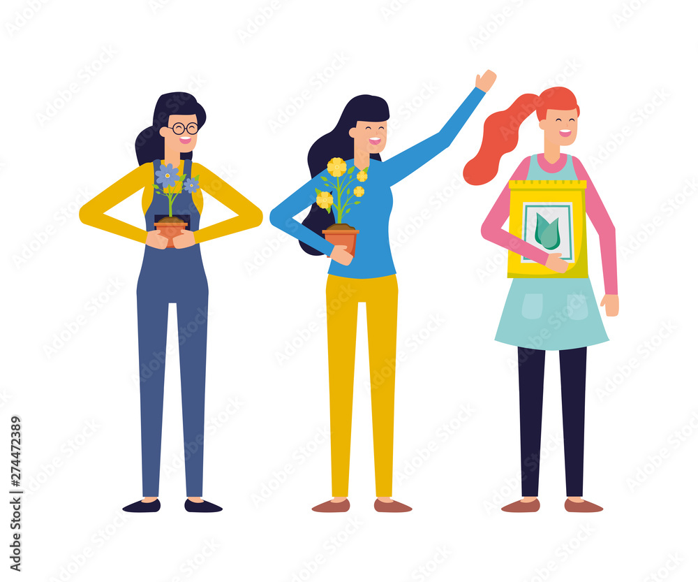 Obraz premium people gardening flat design