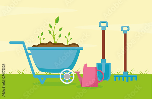 plants decoration gardening flat design