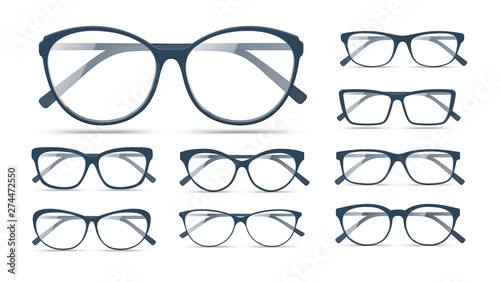 Glasses collection of different shapes. Vector illustration. Can be use for your design, promo and etc.