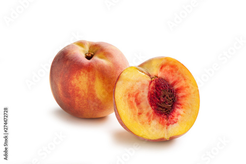 fresh peaches isolated on white background