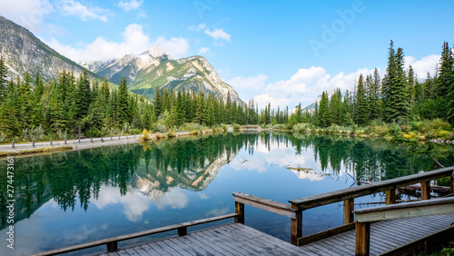 Perfect lake reflections in Kananaskis Country of Alberta, Canada
