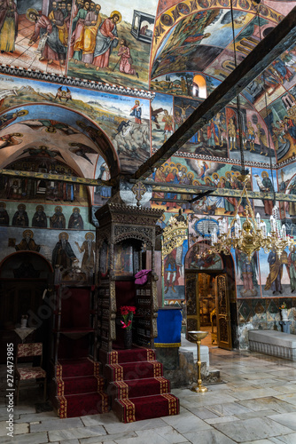  Frescoes and paintings in Bachkovo monastery aka Assumption of the Holy Virgin, landmark and pilgrimage site. Asenovgrad, Bulgaria