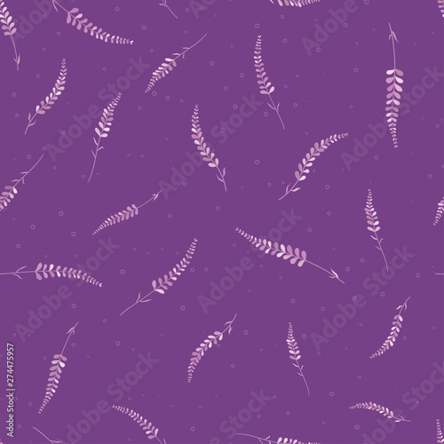 Cute hand drawn lavender seamless pattern, pretty purple floral Background. Great as a summer or spring textile print, party invitation or packaging. Feminine elegant violet surface pattern design.