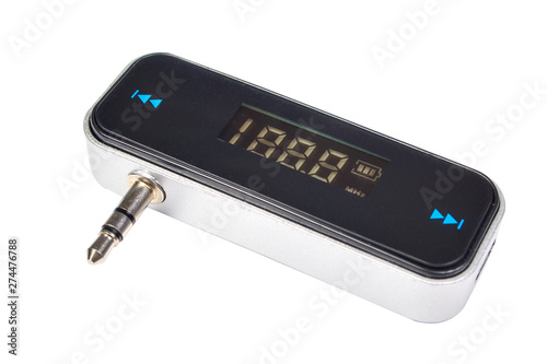 Photos portable digital fm transmitter isolated on white background