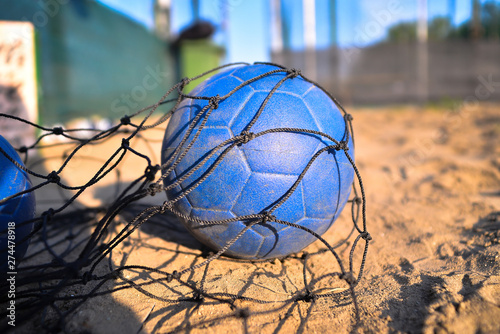 Beach handball ball close-up on a sunny day