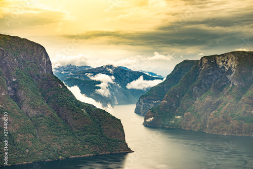 Fjord landscape Aurlandsfjord in Norway