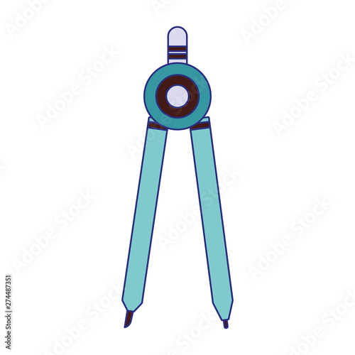 Compass geometric tool symbol isolated blue lines