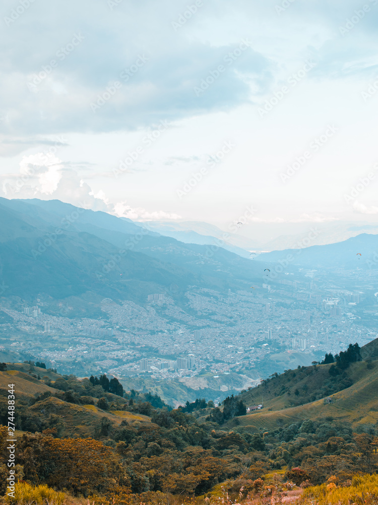 View of Medellin Colombia from the mountains
