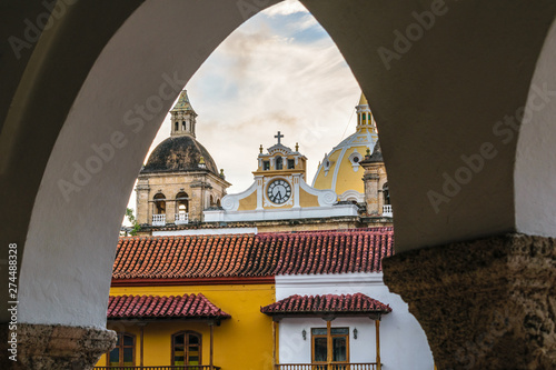 View of the dome of the church of San Pedro, Cartagena Colombia photo