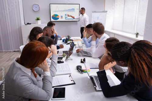 Bild auf Leinwand People Tired Of Meeting In Office