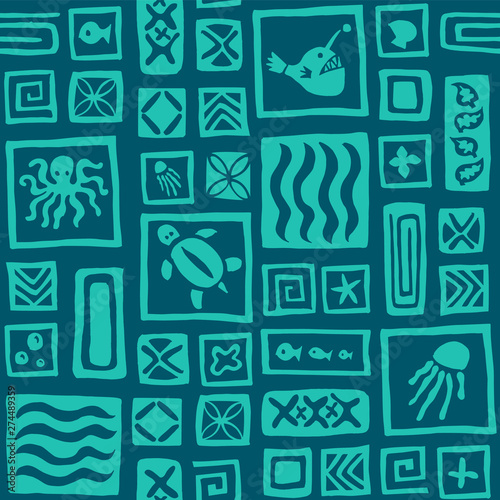 Seamless retro tiki pattern	