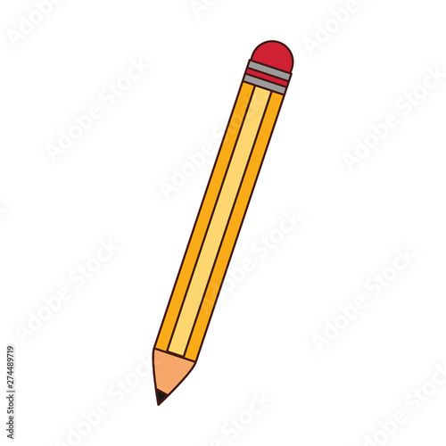Pencil with eraser school symbol isolated